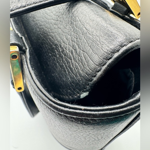 MCM Vintage Black Leather Flap Studded Bucket Bag - Picture 5 of 12